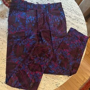 J Crew Jacquard Skinny Pants Purple Blue Multi